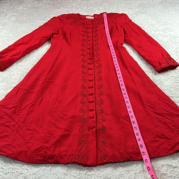 Talbots long sleeved red button down midi dress, size 8 - Picture 3 of 11